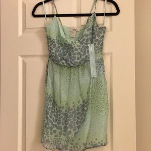 Isabel lu XS blue green wrap silk mini dress